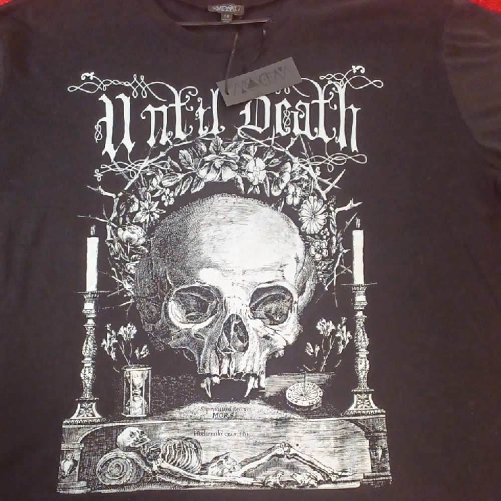 Dollskill Widow 1x 2fer Graphic Oversized Longsleeve Tshirt Skull Until Death